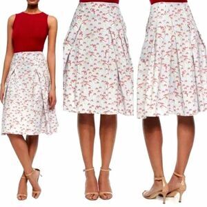 NWT Carolina Herrera Archival 2012 Resort Blue Mushroom Midi Pleated Skirt 10 M